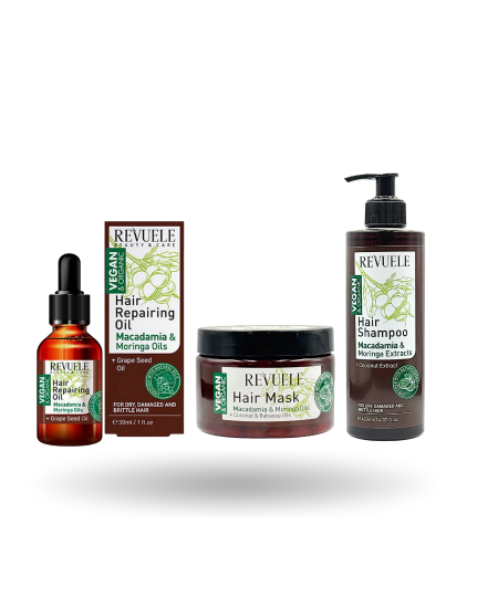 بكج ريفيول النباتي بخلاصات الماكاديميا والمورينجا – Revuele Macadamia & Moringa Hair Care Set
